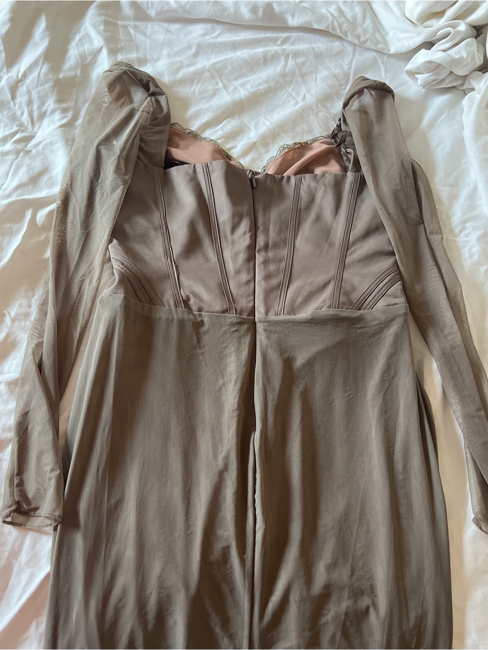House of CB Safran Corset Midi Dress L Mocha Romantic Glamour - Picture 15 of 15